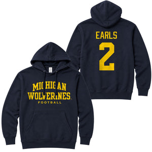 Valiant University of Michigan Football Shamari Earls #2 Wolverines Hooded Sweatshirt