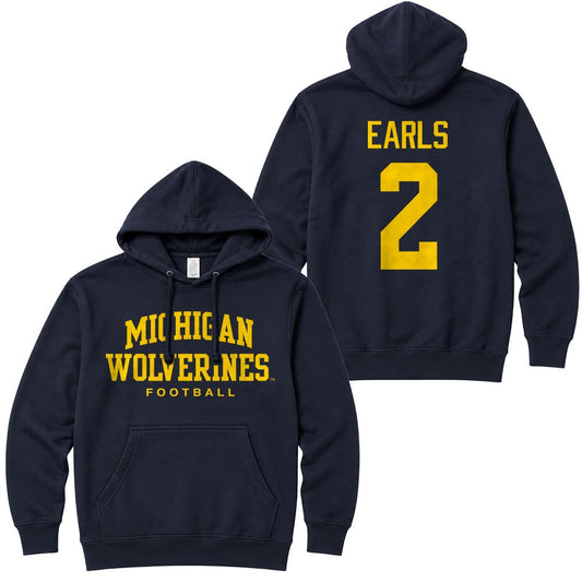 Valiant University of Michigan Football Shamari Earls #2 Wolverines Hooded Sweatshirt