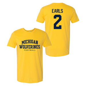 Valiant University of Michigan Football Shamari Earls #2 Wolverines Sport Tee