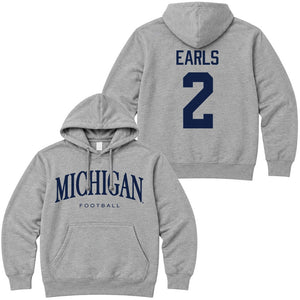 Valiant University of Michigan Football Shamari Earls #2 Wordmark Hooded Sweatshirt