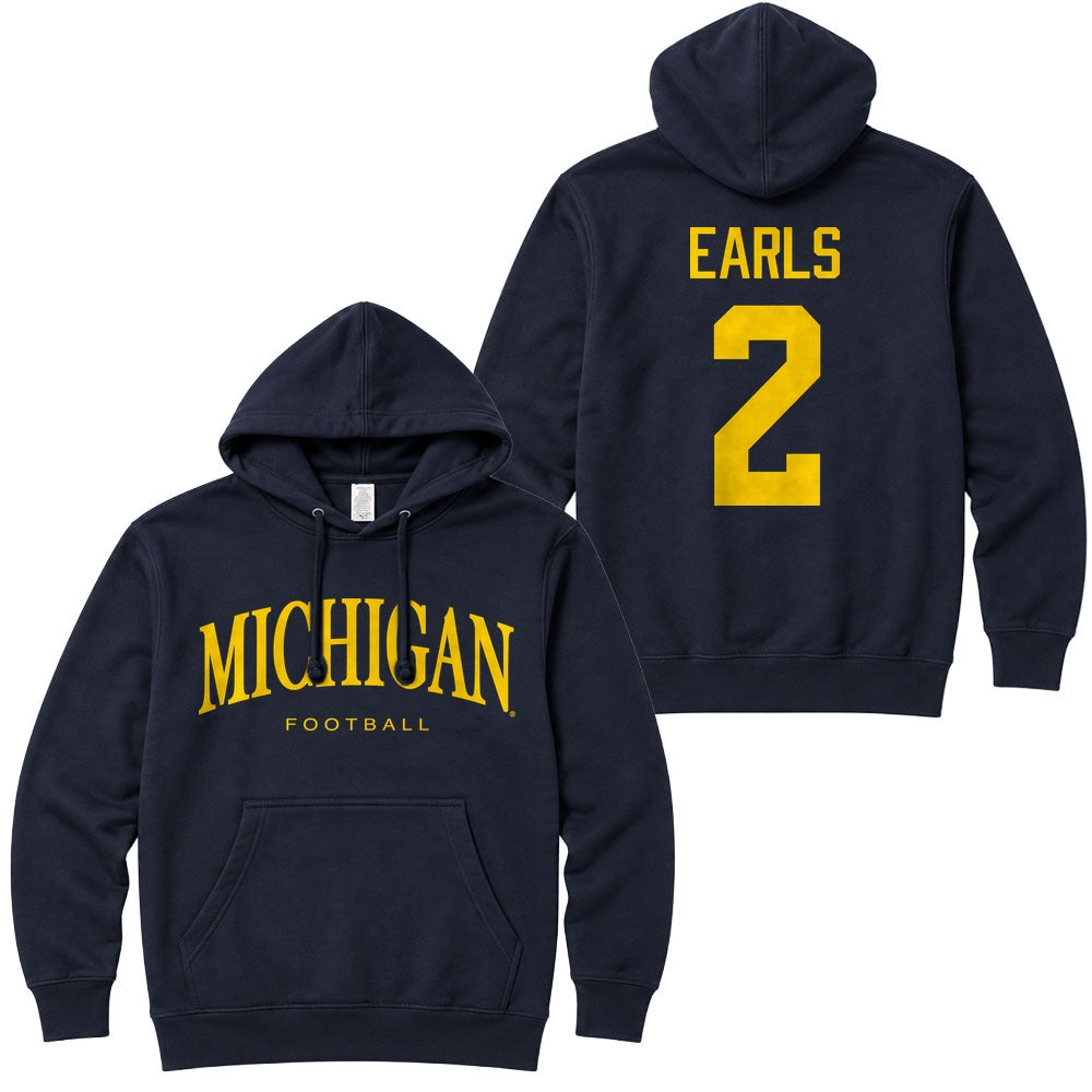 Valiant University of Michigan Football Shamari Earls #2 Wordmark Hooded Sweatshirt