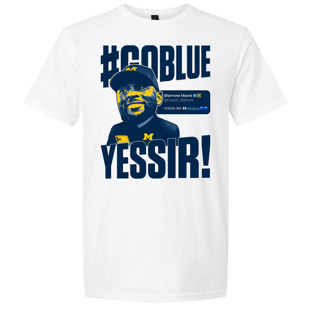 Valiant University of Michigan Football Sherrone Moore "Yessir!" #GoBlue Tee