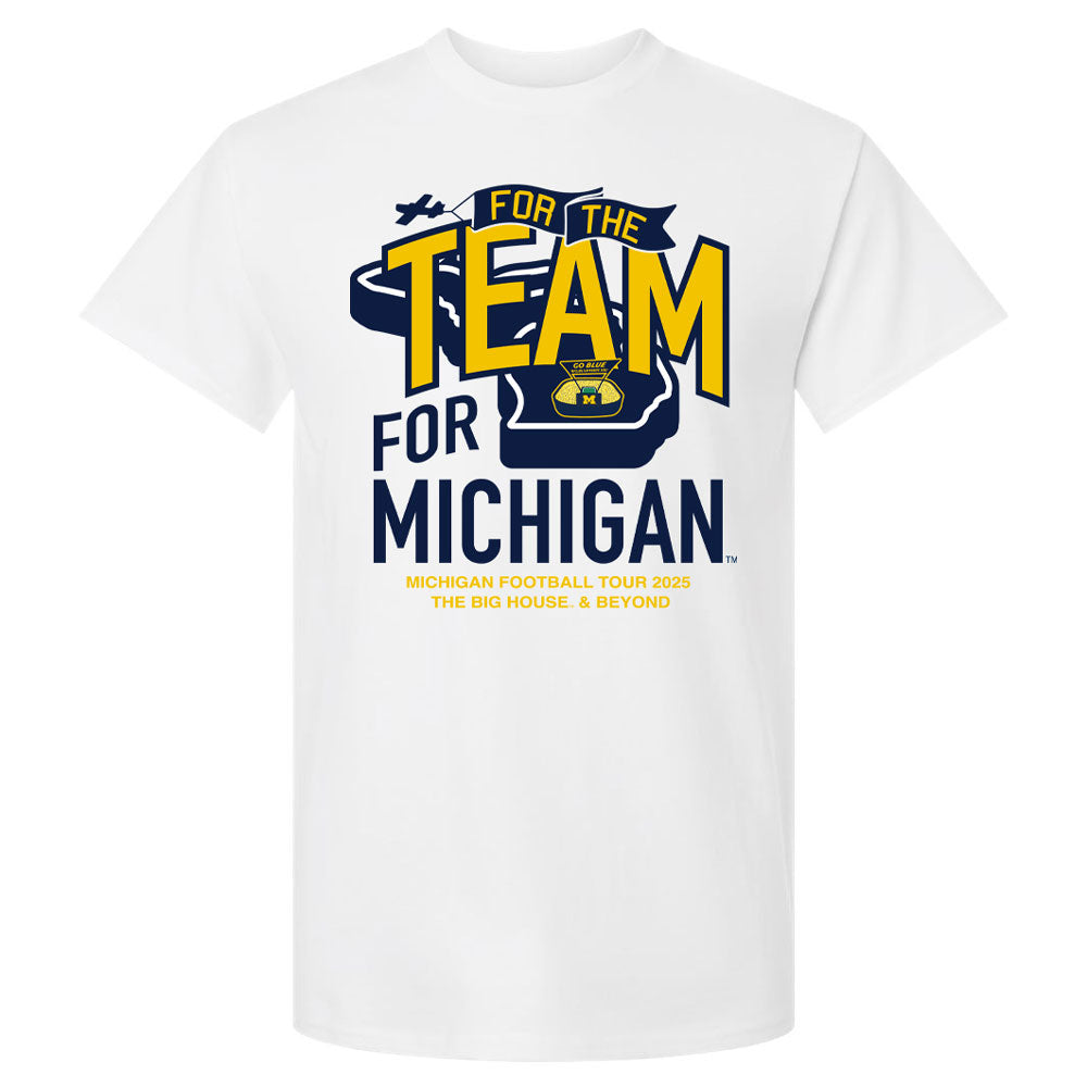 Valiant University of Michigan Football White 2025 Schedule Tee Front