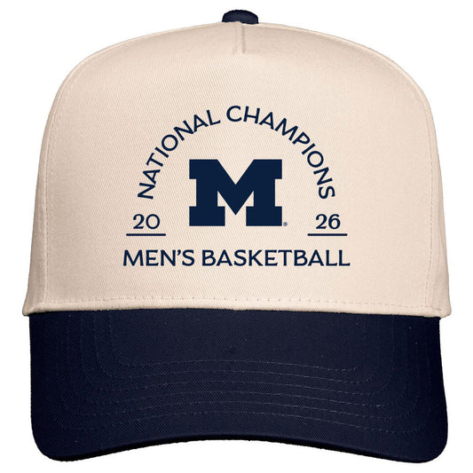 Valiant University of Michigan Men's Basketball 2025-2026 National Champions Arch Natural/Navy Structured Snapback Hat