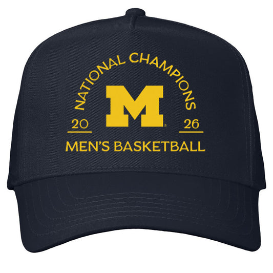 Valiant University of Michigan Men's Basketball 2025-2026 National Champions Arch Navy Structured Snapback Hat