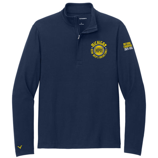 Valiant University of Michigan Men's Basketball 2025-2026 National Champions Circle Ball Quarter Zip Pullover