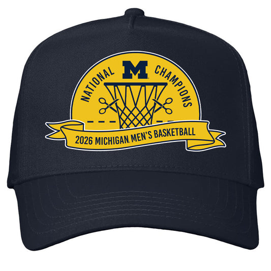 Valiant University of Michigan Men's Basketball 2025-2026 National Champions "Cut The Net" Navy Structured Snapback Hat