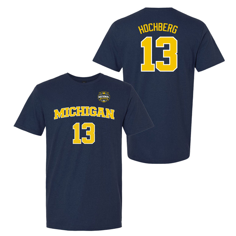 Valiant University of Michigan Men's Basketball 2025-2026 National Champions Harrison Hochberg Jersey Tee