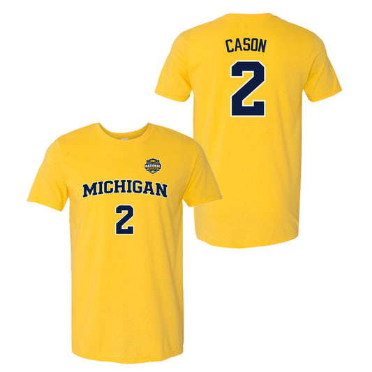 Valiant University of Michigan Men's Basketball 2025-2026 National Champions LJ Cason Jersey Tee