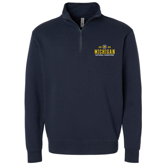 Valiant University of Michigan Men's Basketball 2025-2026 National Champions Quarter Zip Pullover
