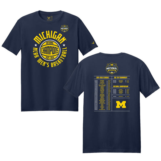 Valiant University of Michigan Men's Basketball 2025-2026 National Champions Schedule Tee