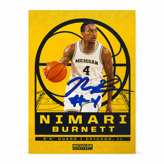Valiant University of Michigan Men's Basketball 2025/2026 Nimari Burnett Autographed Maize Base Trading Card