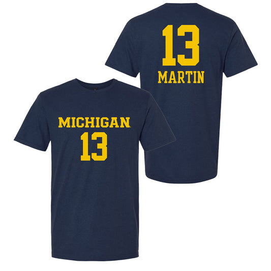 Valiant University of Michigan Volleyball Meredith Martin #13 Navy Jersey Tee