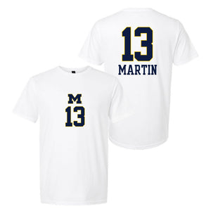 Valiant University of Michigan Volleyball Meredith Martin #13 White Jersey Tee