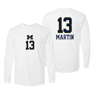 Valiant University of Michigan Volleyball Meredith Martin #13 White Long Sleeve Jersey Tee
