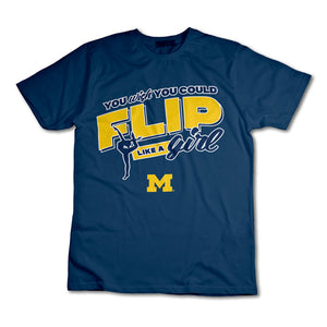 University of Michigan Women's Gymnastics "Flip Like A Girl" Tee