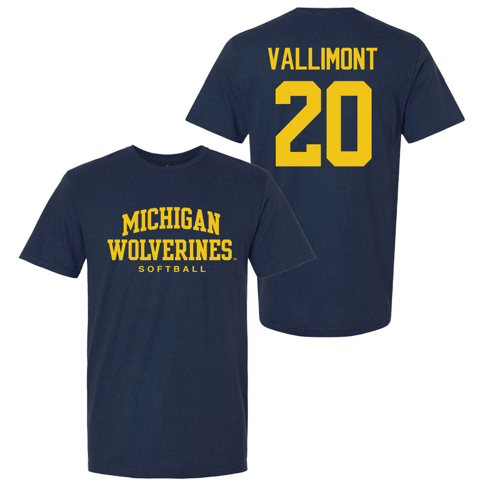 Valiant University of Michigan Softball Lillian Vallimont #20 Wolverines Sport Tee