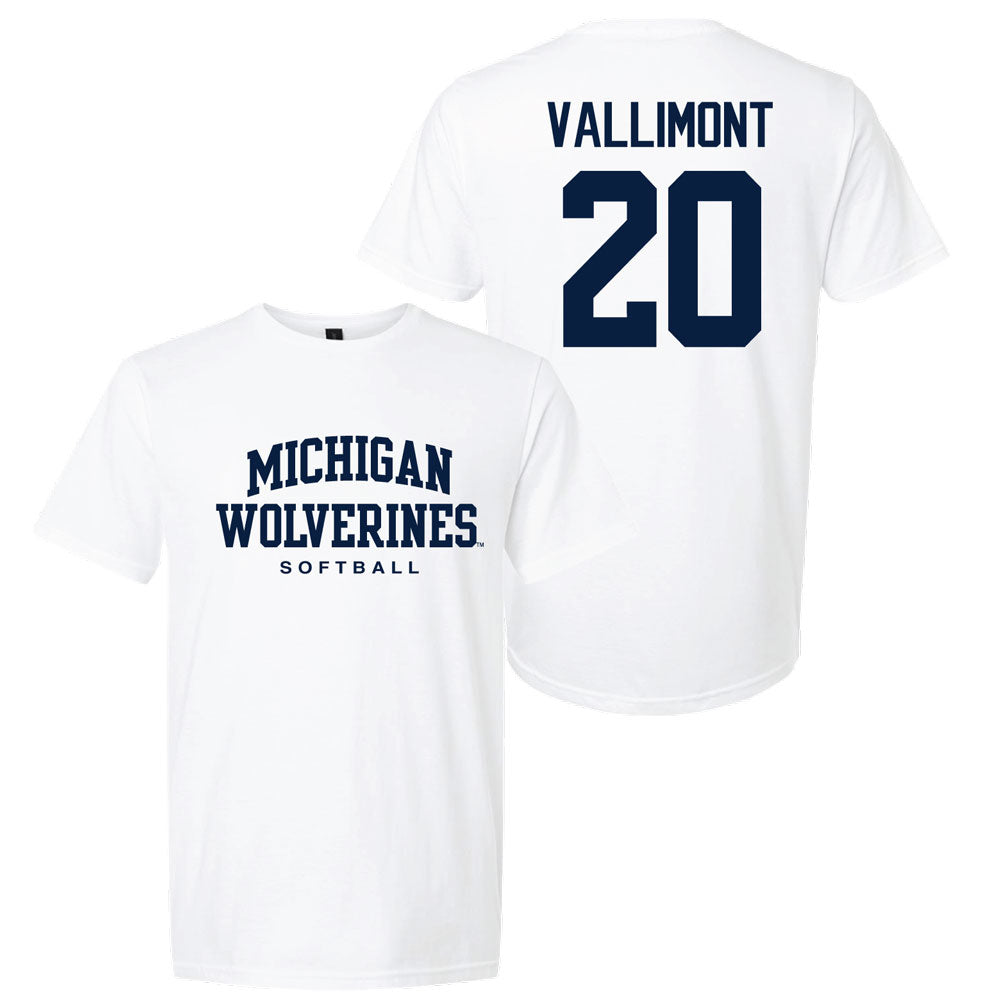 Valiant University of Michigan Softball Lillian Vallimont #20 Wolverines Sport Tee