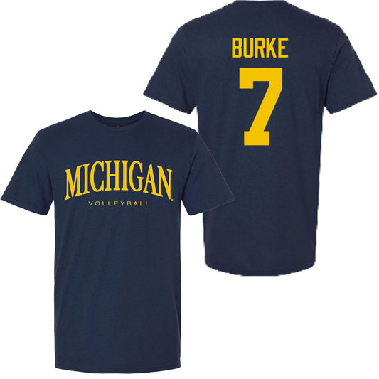 Valiant University of Michigan Volleyball Morgan Burke #7 Wordmark Sport Tee