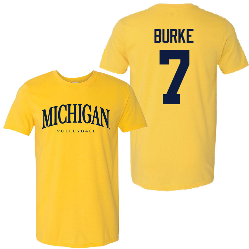 Valiant University of Michigan Volleyball Morgan Burke #7 Wordmark Sport Tee