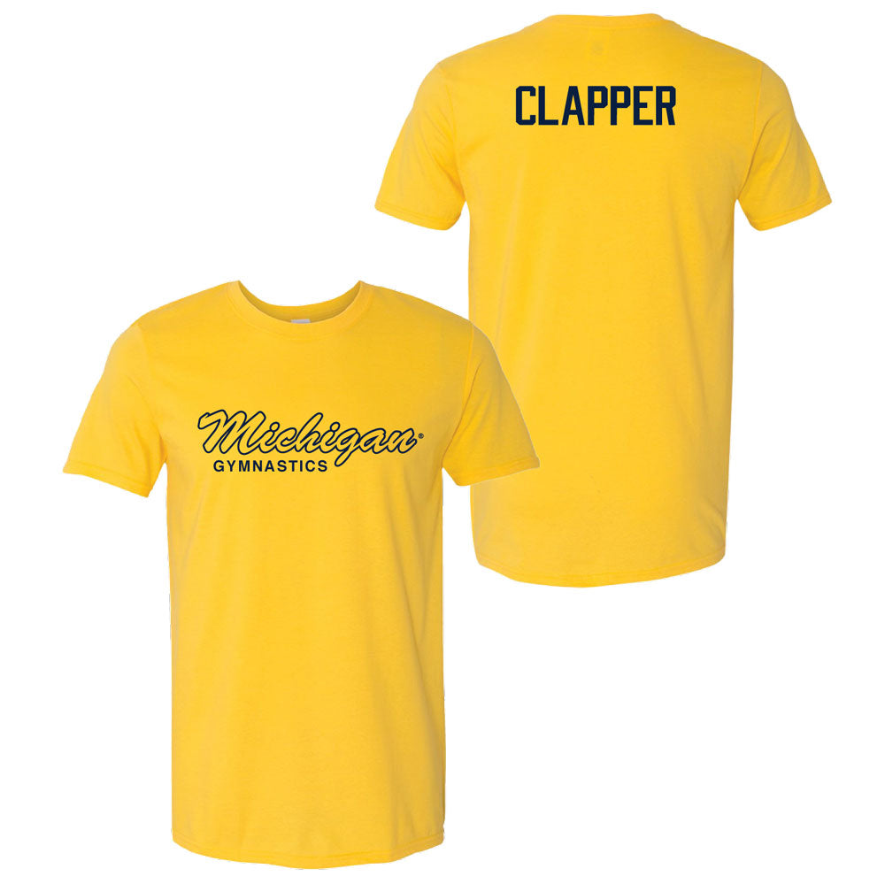 Valiant University of Michigan Gymnastics Lily Clapper Script Michigan Sport Tee