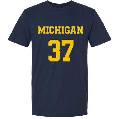 Valiant University of Michigan Lacrosse Emma Arico #37 Jersey Tee