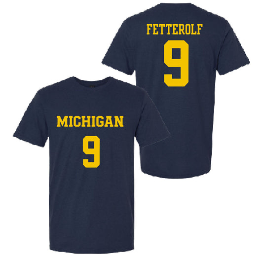 Valiant University of Michigan Lacrosse Jane Fetterolf #9 Jersey Tee