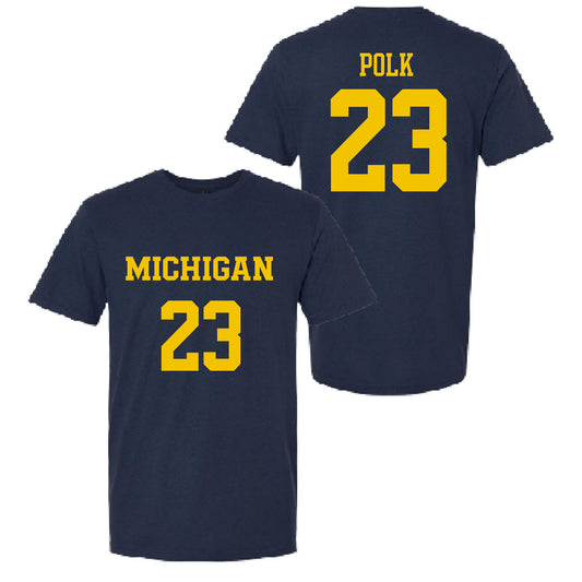 Valiant University of Michigan Lacrosse Haley Polk #23 Jersey Tee