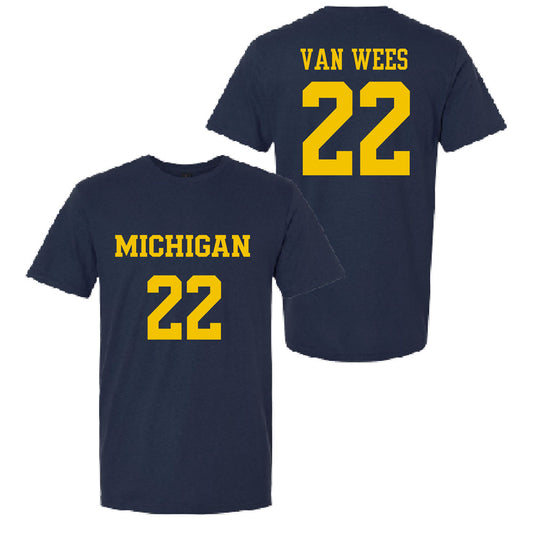 Valiant University of Michigan Lacrosse Truus Van Wees #22 Jersey Tee