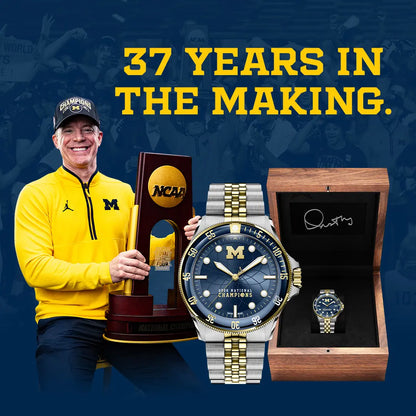 Axia Time University of Michigan Basketball 2026 National Championship Argos Timepiece with Limited Edition Autographed Dusty May Box