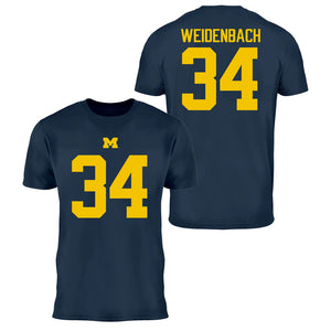 Valiant University of Michigan Football John Weidenbach #34 Jersey Tee