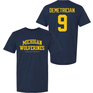 Valiant University of Michigan Volleyball Ella Demetrician #9 Wolverines Sport Tee