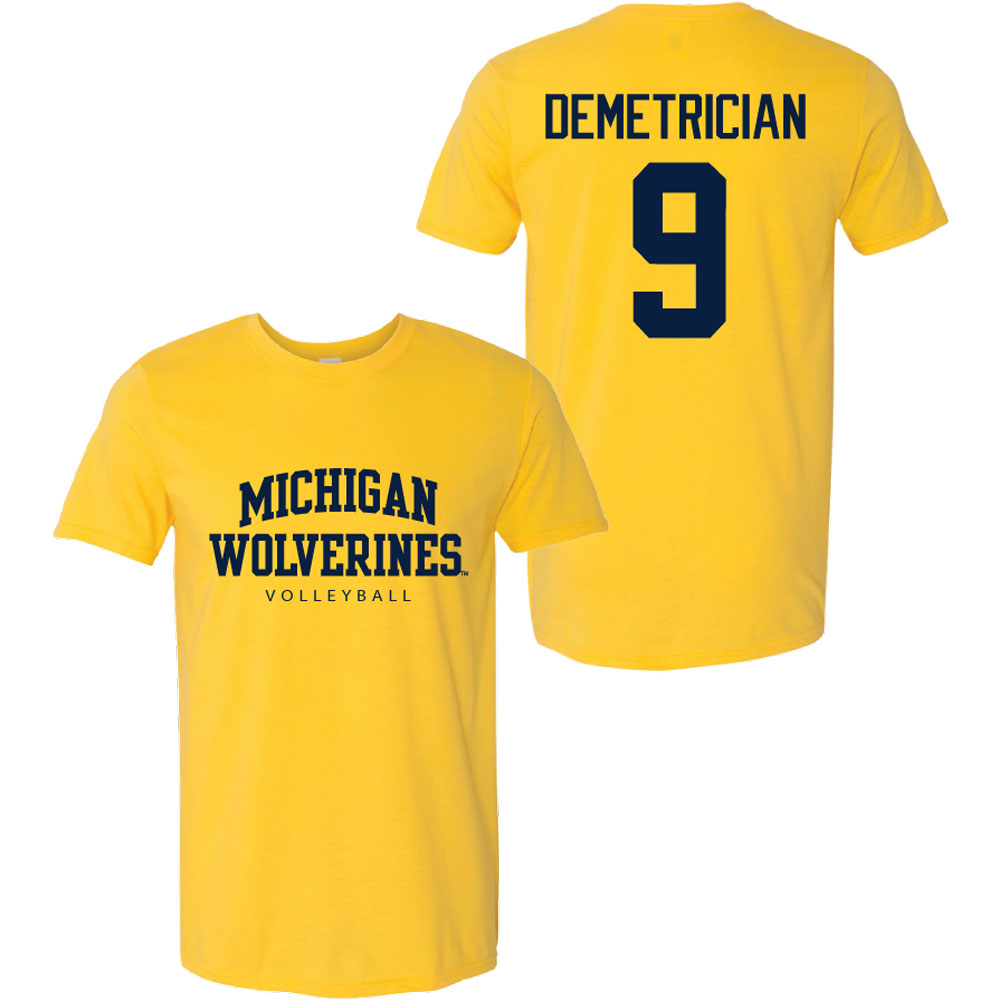 Valiant University of Michigan Volleyball Ella Demetrician #9 Wolverines Sport Tee