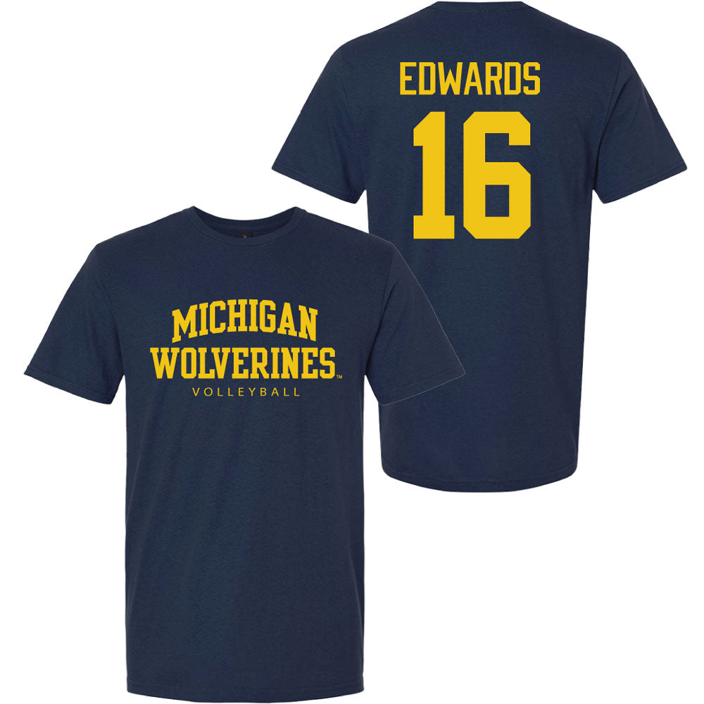 Valiant University of Michigan Volleyball Camille Edwards #16 Wolverines Sport Tee