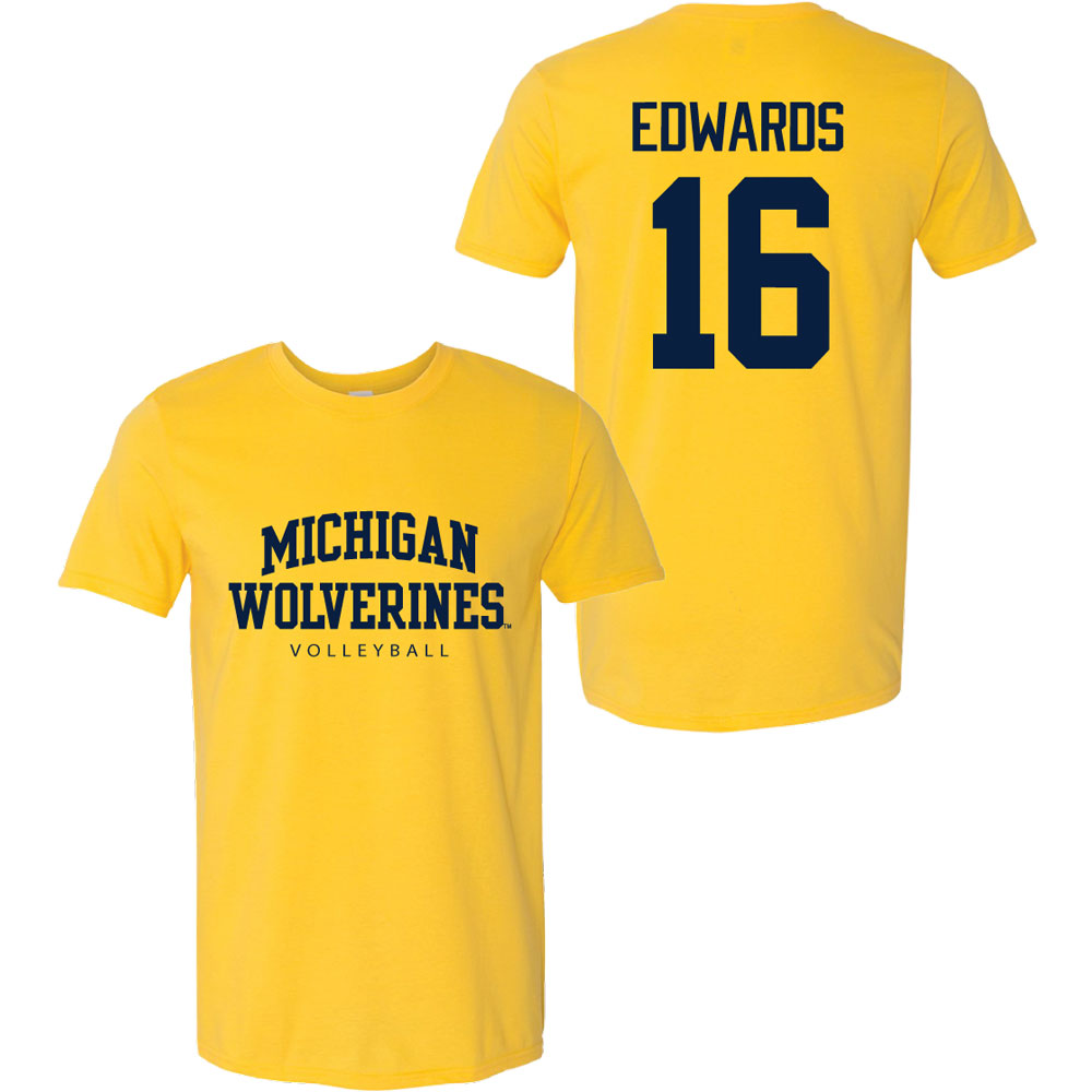 Valiant University of Michigan Volleyball Camille Edwards #16 Wolverines Sport Tee