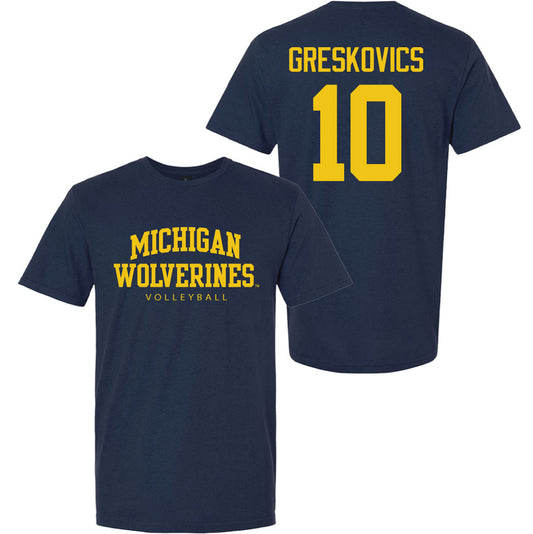 Valiant University of Michigan Volleyball Carly Greskovics #10 Wolverines Sport Tee