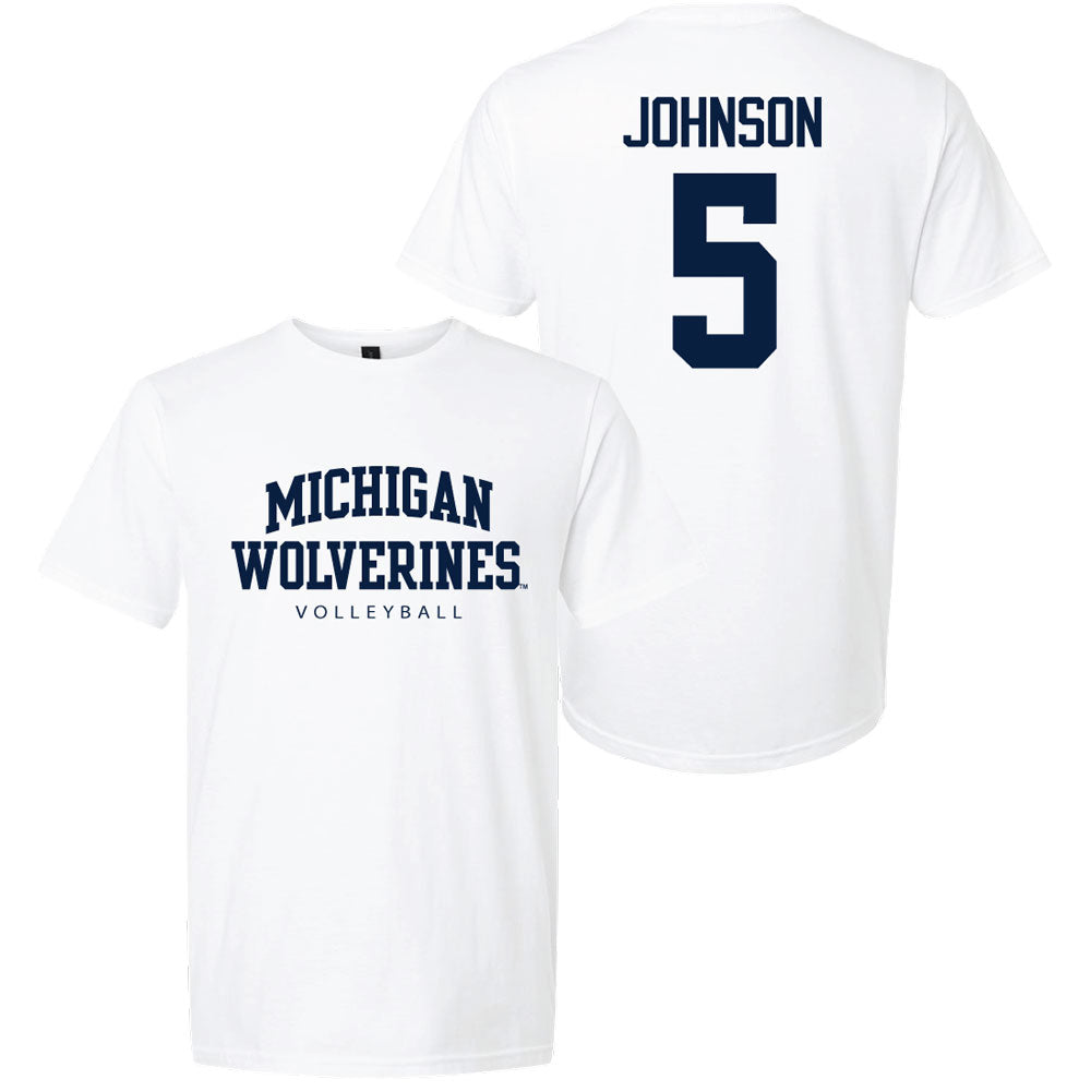 Valiant University of Michigan Volleyball Lydia Johnson #5 Wolverines Sport Tee