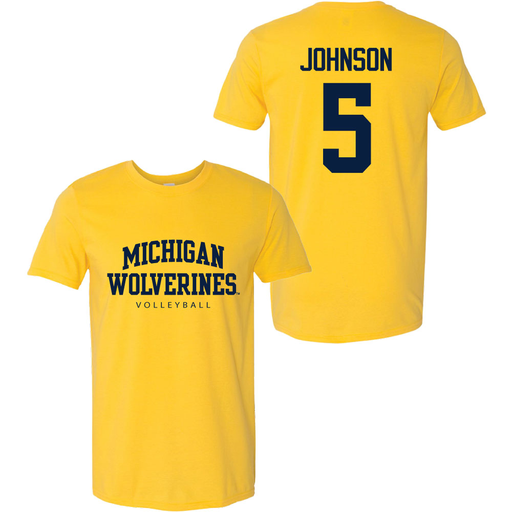 Valiant University of Michigan Volleyball Lydia Johnson #5 Wolverines Sport Tee
