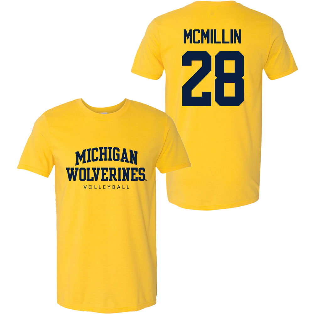 Valiant University of Michigan Volleyball Trixie McMillin #28 Wolverines Sport Tee