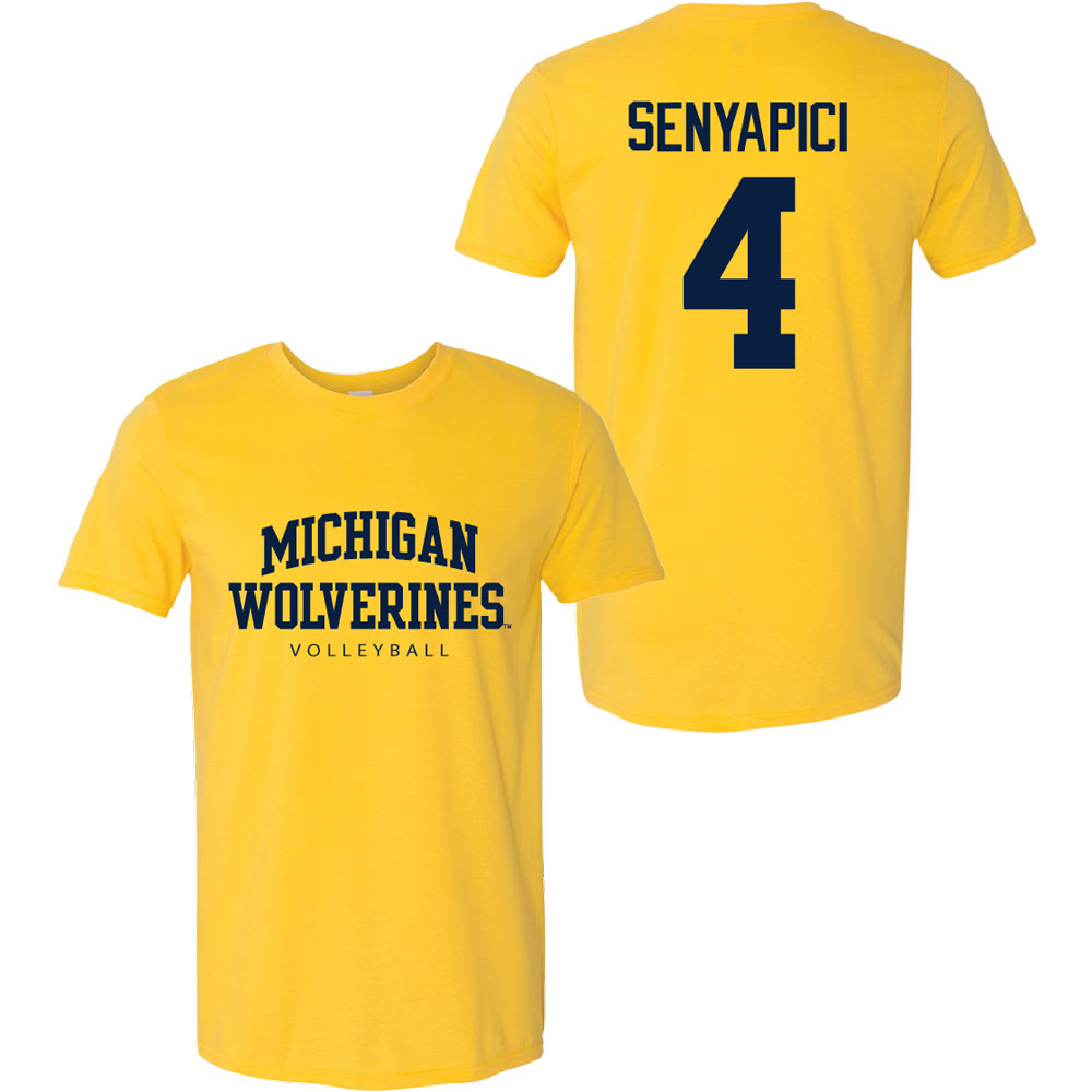 Valiant University of Michigan Volleyball Ece Senyapici #4 Wolverines Sport Tee