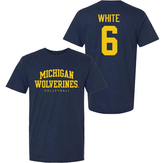 Valiant University of Michigan Volleyball Ellie White #6 Wolverines Sport Tee