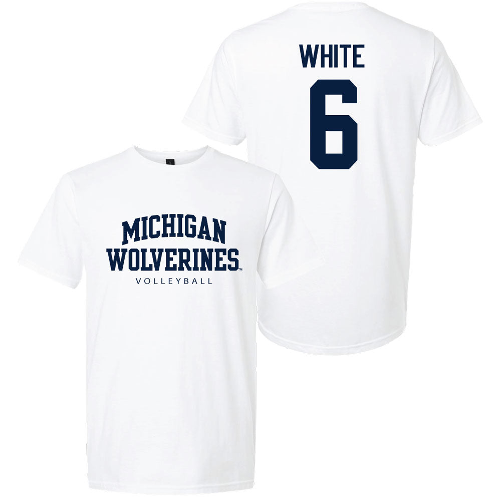 Valiant University of Michigan Volleyball Ellie White #6 Wolverines Sport Tee