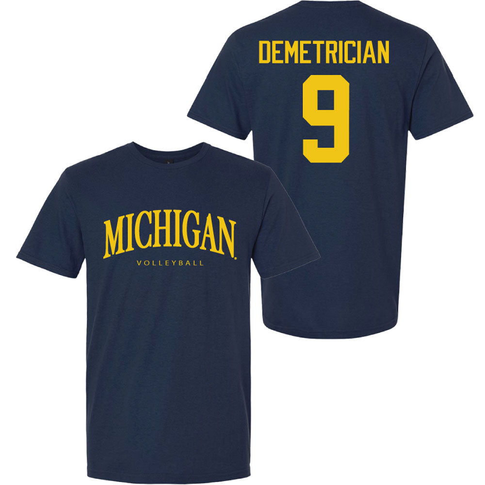 Valiant University of Michigan Volleyball Ella Demetrician #9 Wordmark Sport Tee