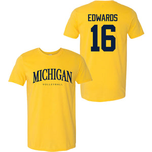 Valiant University of Michigan Volleyball Camille Edwards #16 Wordmark Sport Tee