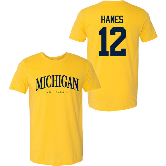 Valiant University of Michigan Volleyball Jenna Hanes #12 Wordmark Sport Tee