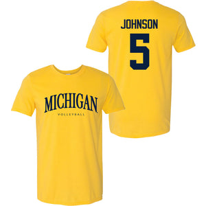 Valiant University of Michigan Volleyball Lydia Johnson #5 Wordmark Sport Tee