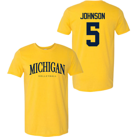 Valiant University of Michigan Volleyball Lydia Johnson #5 Wordmark Sport Tee