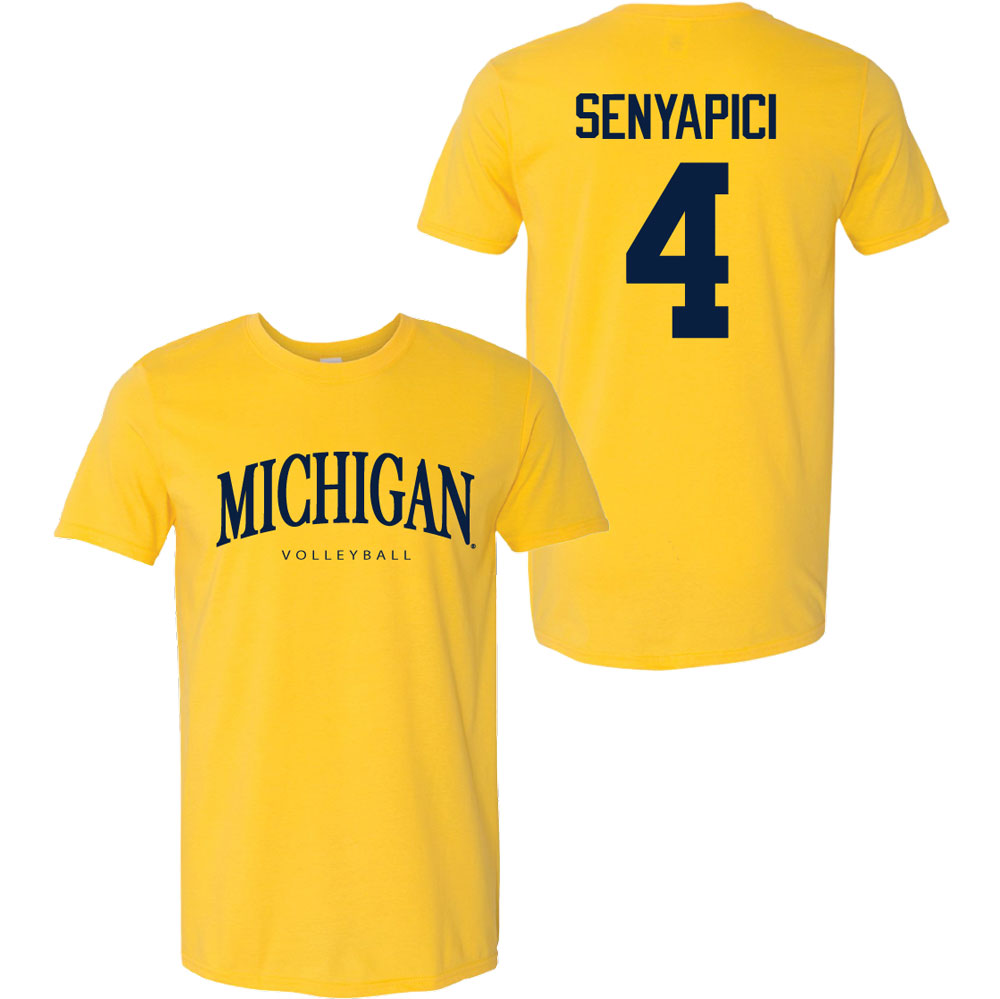 Valiant University of Michigan Volleyball Ece Senyapici #4 Wordmark Sport Tee