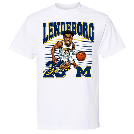Valiant University of Michigan Basketball Yaxel Lendeborg Caricature Youth Tee