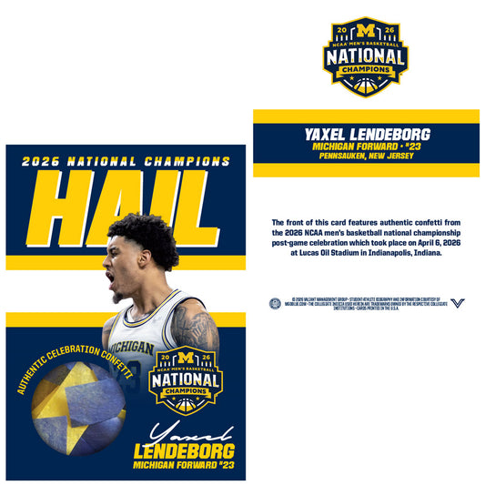 Valiant University of Michigan Basketball 2025-2026 National Championship Yaxel Lendeborg Confetti Trading Card